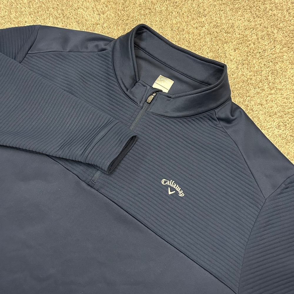 Callaway Quarter Zip Pullover 5X Navy Blue Ribbed Performance Golf 1/4 Zip